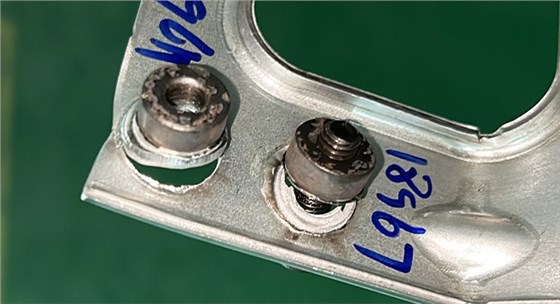 螺母焊接后测试结果