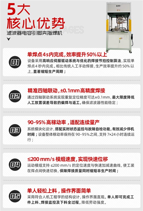 滤波器电容引脚夹指焊机核心优势