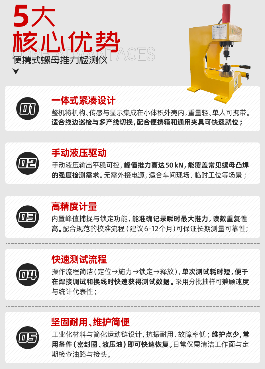 便携式螺母推力检测仪核心优势